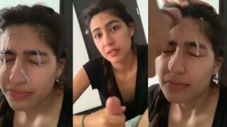 Beautiful Desi Babe Drenched In Thick Facial Cum