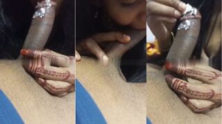Wife Slides Her Wet, Buttery Lips All Over Her Husband’s Thick, Hard Cock, Taking Him Deep In Her Desi Throat.