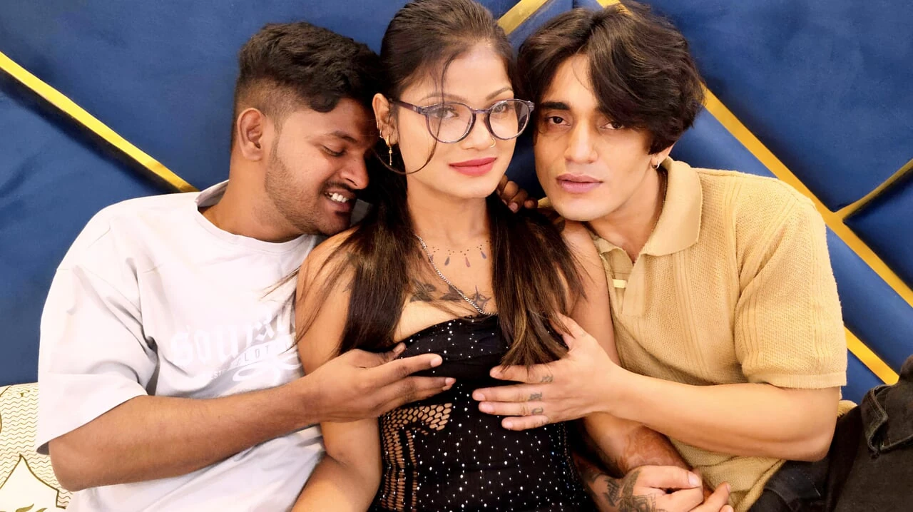 Indian Asian Desi Three Friends Enjoying Threesome Hardcore Fucking Two Big Cock